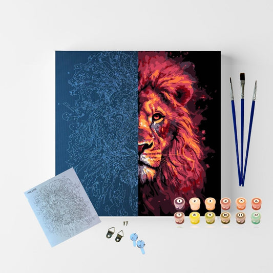 Conjunto Pintura Numerada Arte Terapia 30X30cm Leão