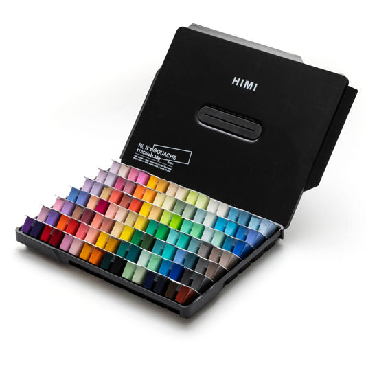 Estojo Preto C/ Tinta Guache Profissional Himi 112 Cores