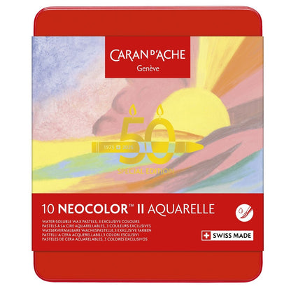 Giz Aquarelável Neocolor II Caran d’ Ache 10 Cores Edição 50 Anos Pastel