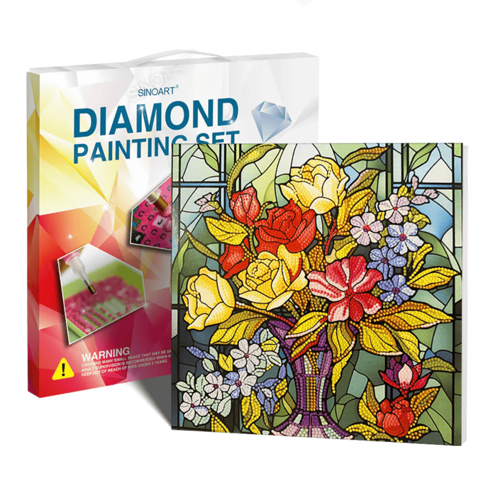 Conjunto Pintura Diamante Sinoart 30X30cm Vaso de Flores
