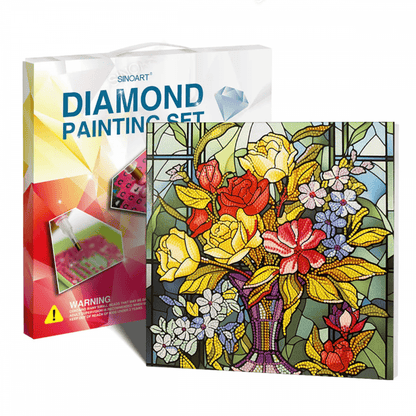 Conjunto Pintura Diamante Sinoart 30X30cm Vaso de Flores
