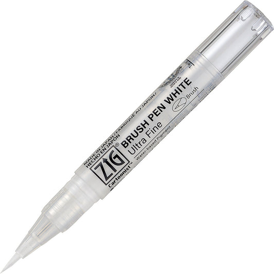 Caneta Pincel Ultra Fina Kuretake White