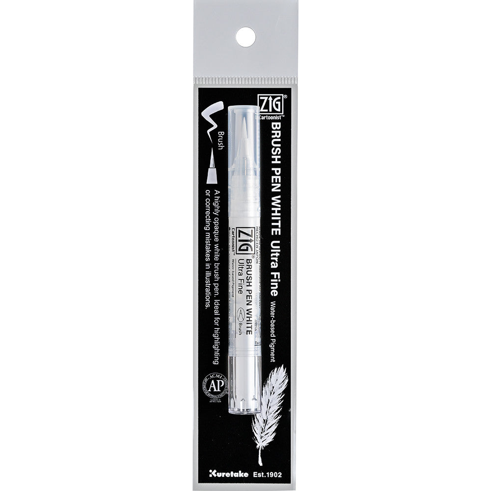Caneta Pincel Ultra Fina Kuretake White
