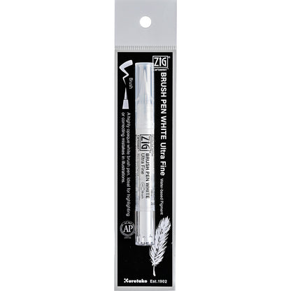 Caneta Pincel Ultra Fina Kuretake White