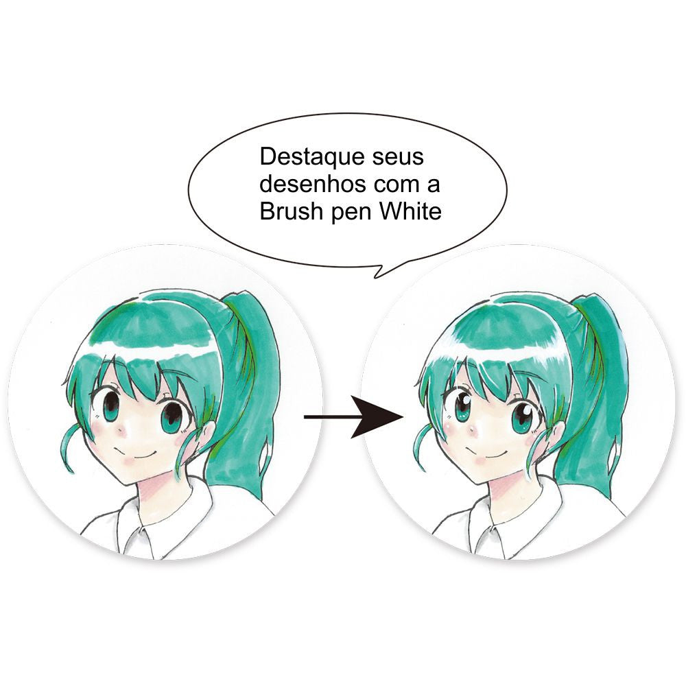 Caneta Pincel Ultra Fina Kuretake White