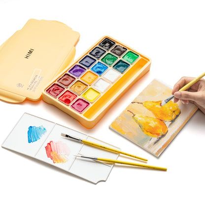 Tinta Guache Profissional Himi 18 Cores Estojo Amarelo