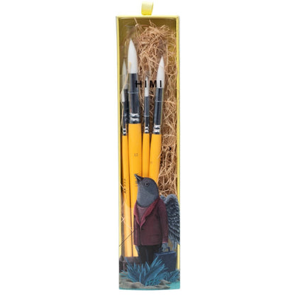 Kit De Pincéis Amarelo Himi Para Guache 5 Unidades