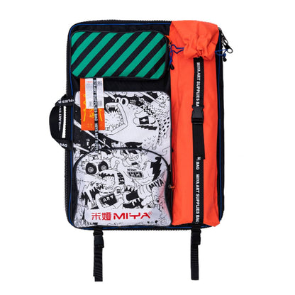 Mochila Para Materiais Artísticos Preta e Laranja Himi