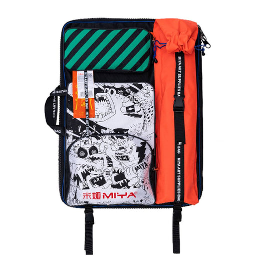 Mochila Para Materiais Artísticos Preta e Laranja Himi