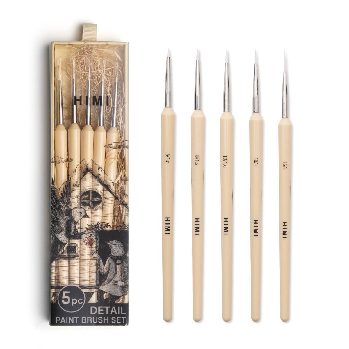Kit De Pincéis Bege Himi Para Guache 5 Unidades
