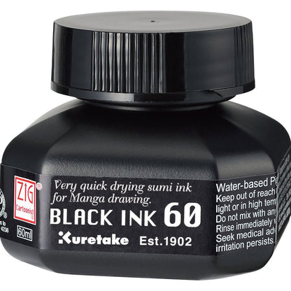 Tinta Nanquim Cartoonist Black Ink Zig Kuretake 60ml