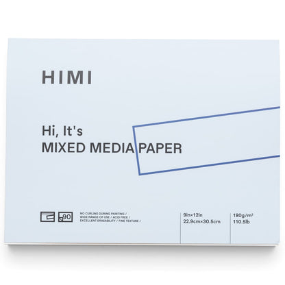 Bloco de Papel Mixed Media Himi 180g/m² 22,9x30,5cm 90 Folhas