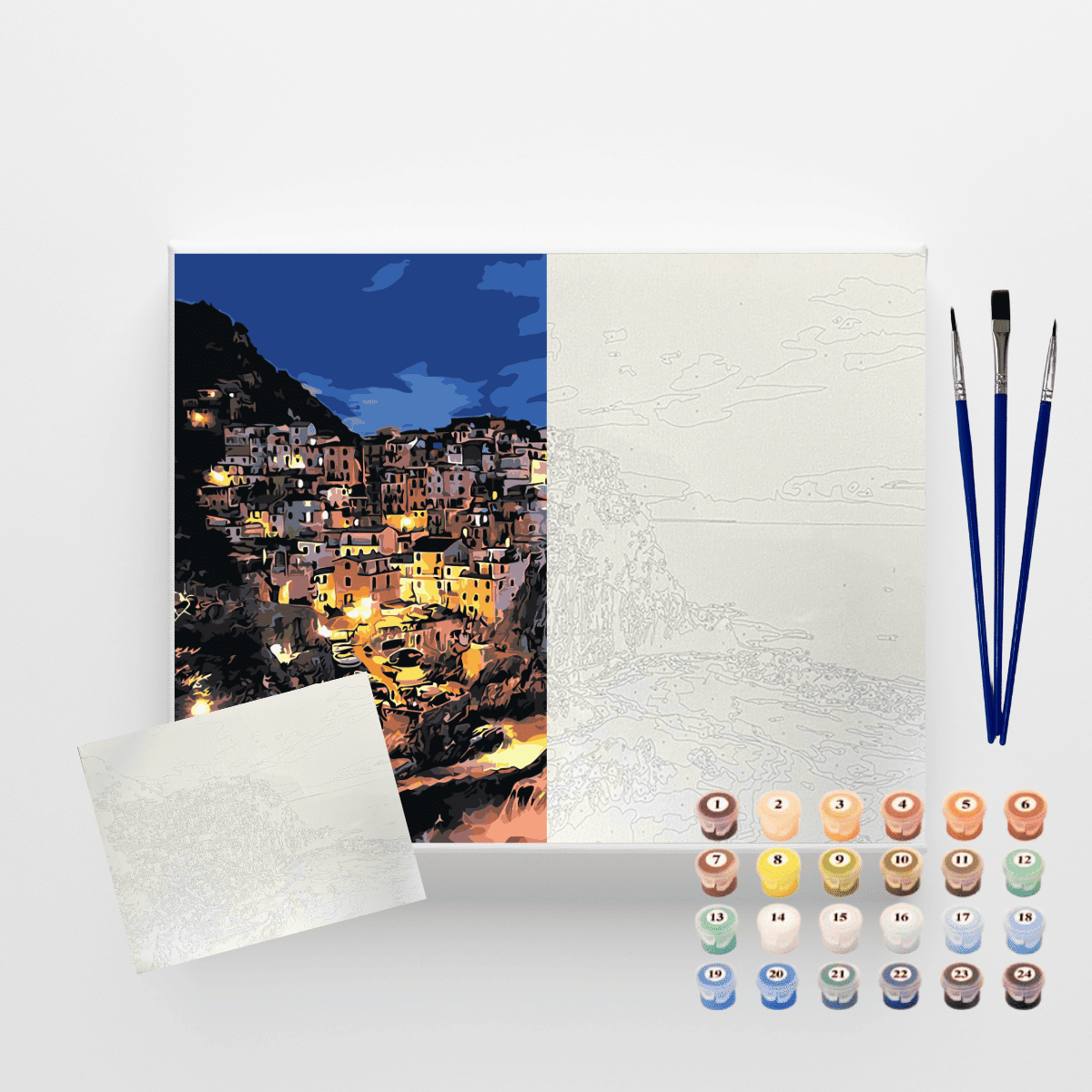 Conjunto Pintura Numerada Arte Terapia 40X50cm Costa Amalfitana