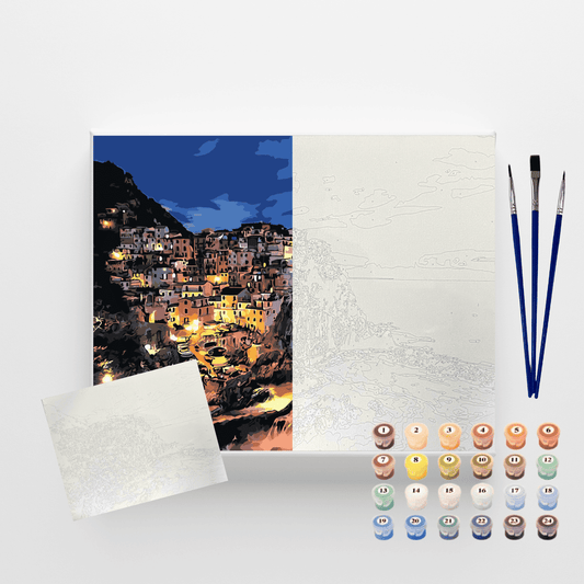 Conjunto Pintura Numerada Arte Terapia 40X50cm Costa Amalfitana