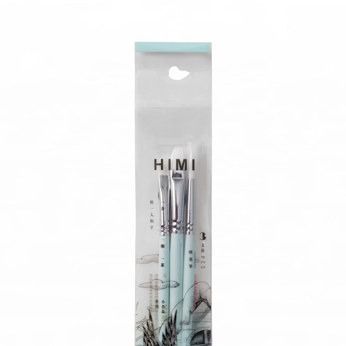 Kit De Pincéis Verde Himi Para Guache 3 Unidades