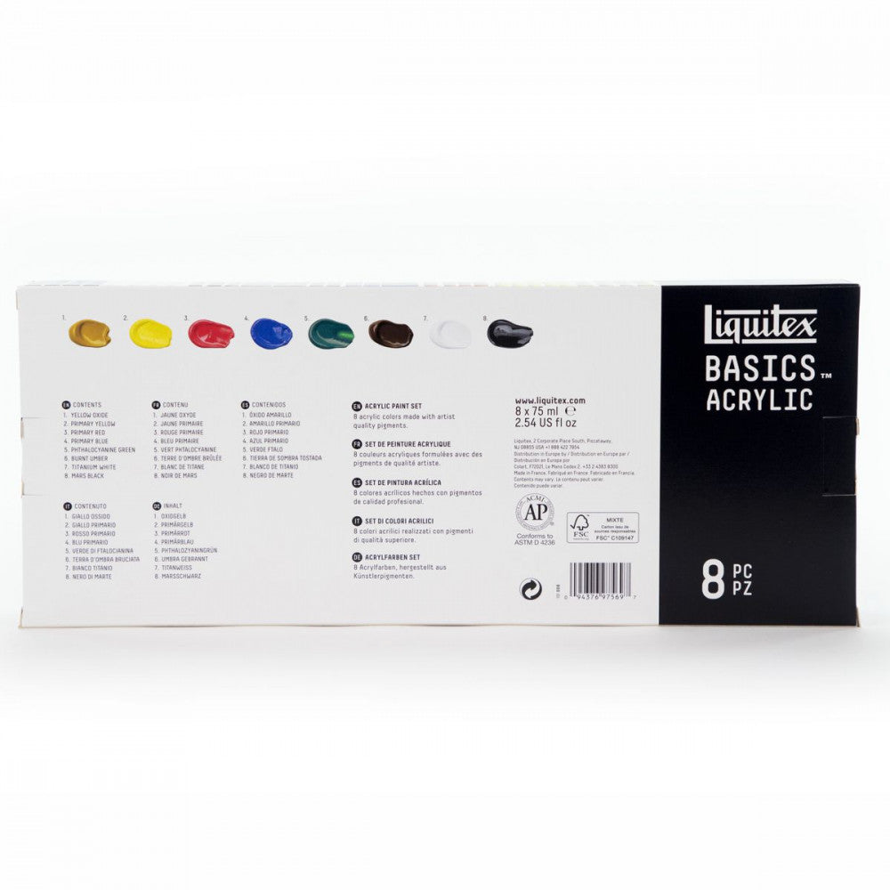 Tinta Acrílica Liquitex Basics 75ml 08 Cores Básicas