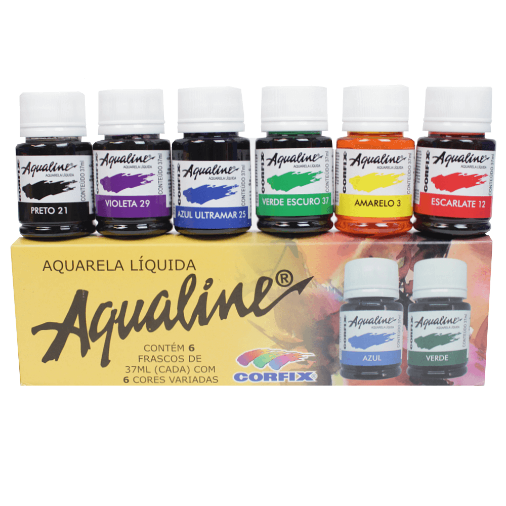 Aqualine Aquarela Líquida Estojo 06 Cores Corfix