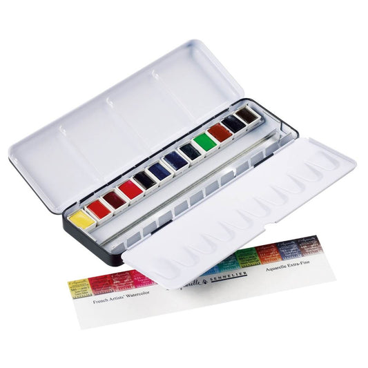 Tinta Aquarela Sennelier L'Aquarelle Extra Fine Pastilha 12 Cores