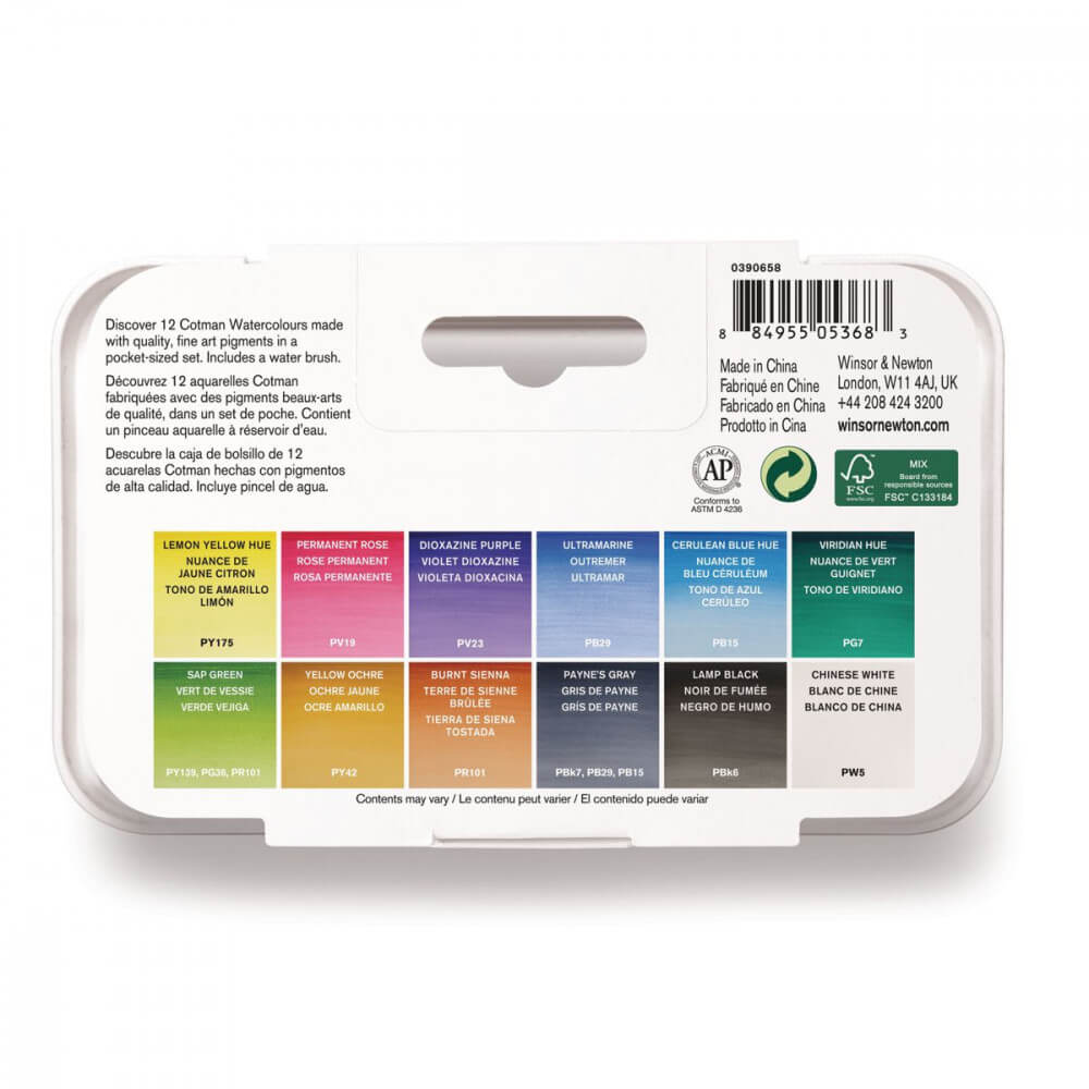 Estojo Tinta Aquarela em Pastilha Winsor & Newton Cotman