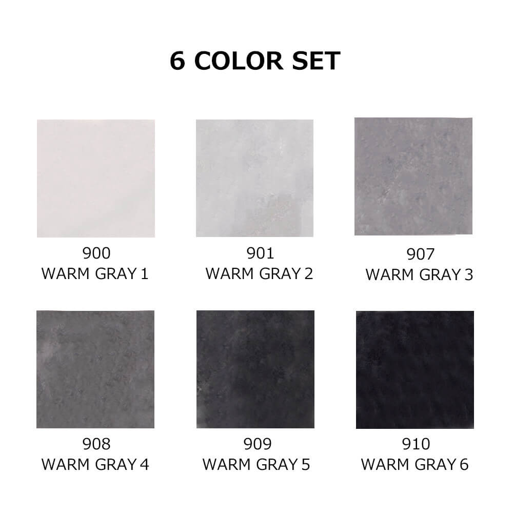 Estojo Caneta Zig Real Brush Kuretake Warm Gray 6 Unidades 