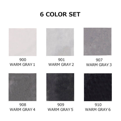 Estojo Caneta Zig Real Brush Kuretake Warm Gray 6 Unidades 