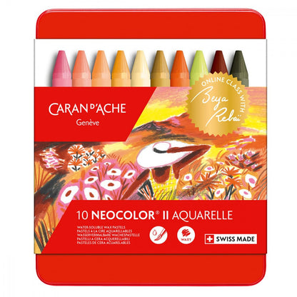 Giz Aquarelável Neocolor II Caran D’Ache 10 Cores Warm Edição Limitada Beya Rebai