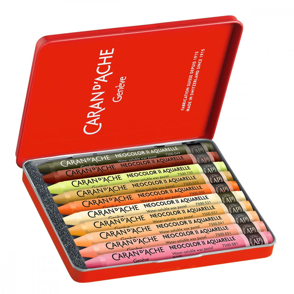 Giz Aquarelável Neocolor II Caran D’Ache 10 Cores Warm Edição Limitada Beya Rebai