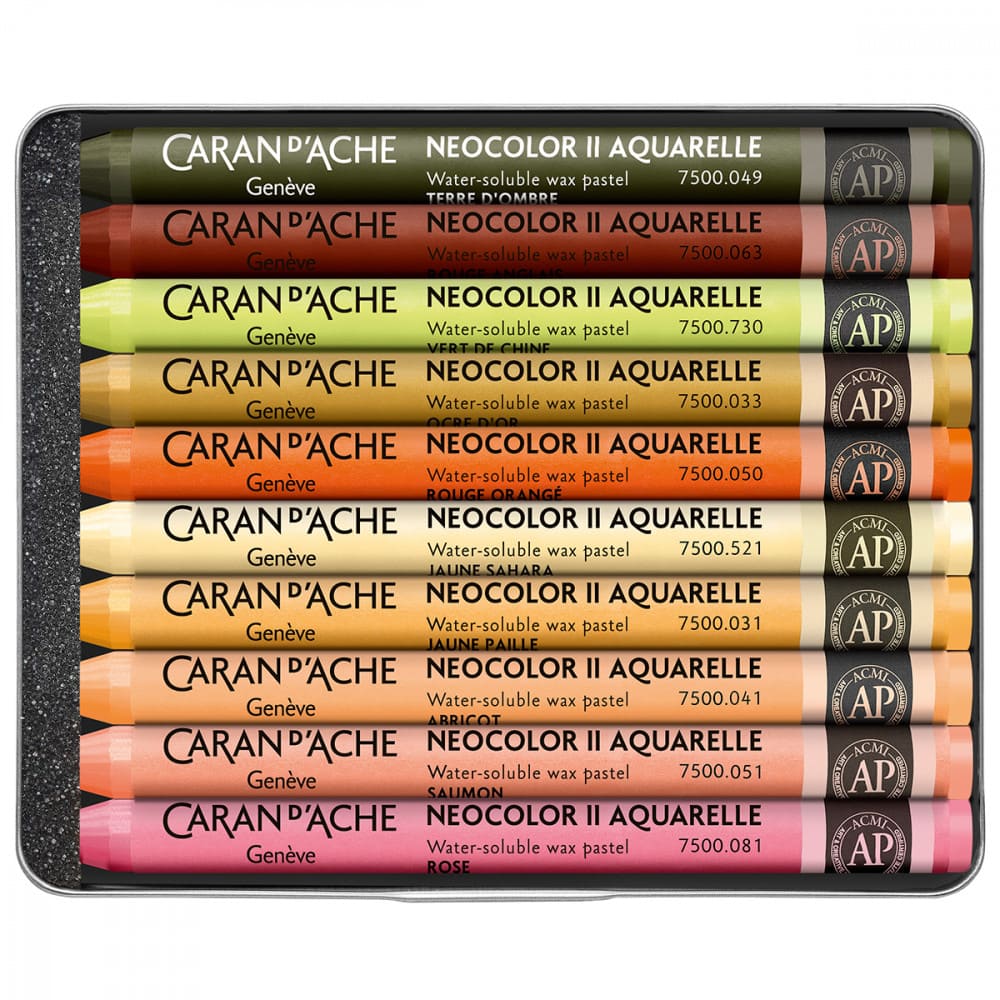 Giz Aquarelável Neocolor II Caran D’Ache 10 Cores Warm Edição Limitada Beya Rebai