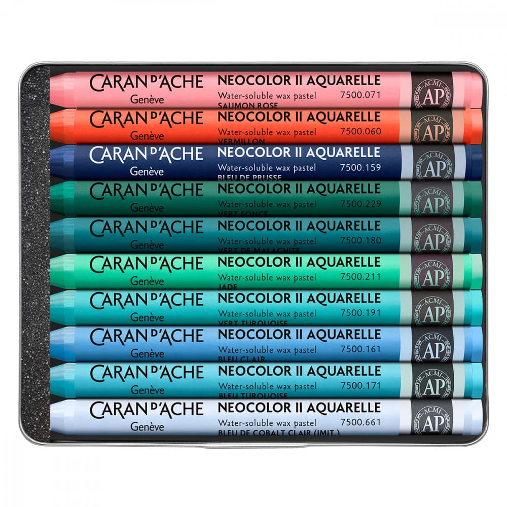 Giz Aquarelável Neocolor II Caran D’Ache 10 Cores Cold Edição Limitada Beya Rebai