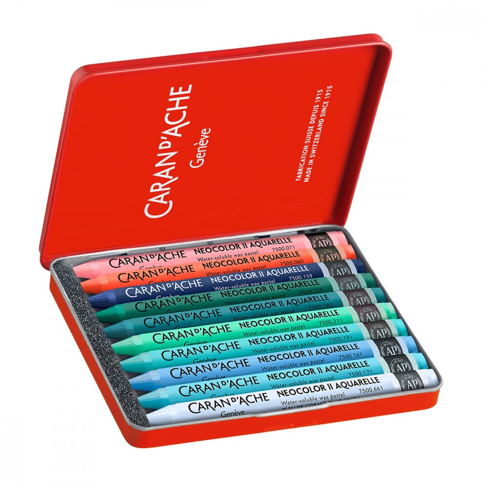 Giz Aquarelável Neocolor II Caran D’Ache 10 Cores Cold Edição Limitada Beya Rebai