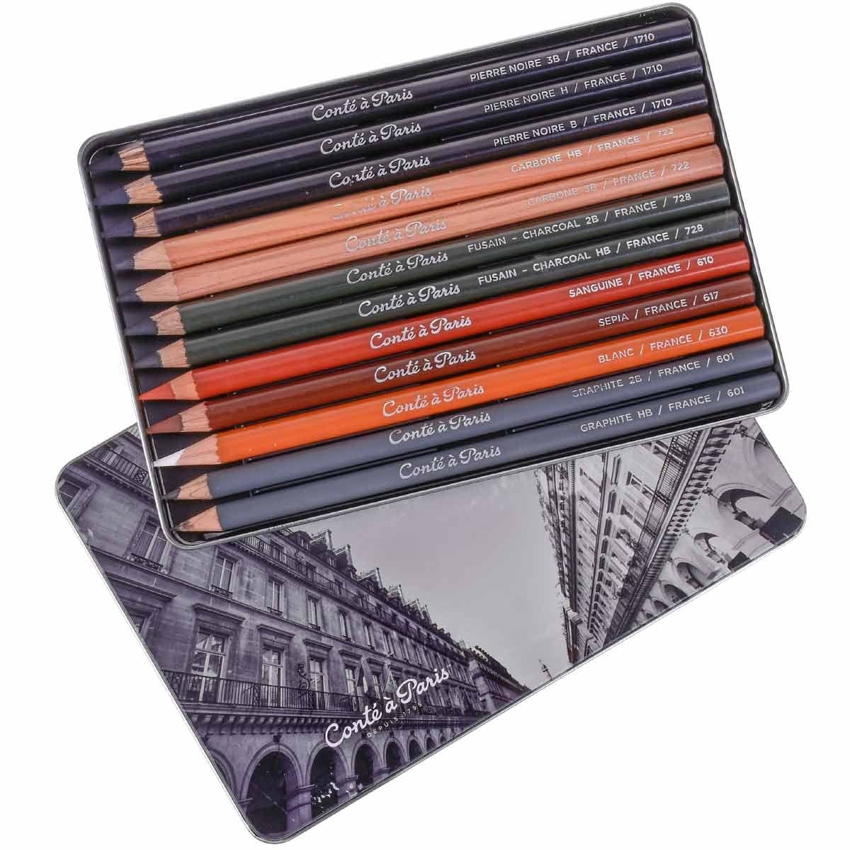 Estojo de Lápis Para Desenho Conté à Paris Sketch Set 12 Lápis