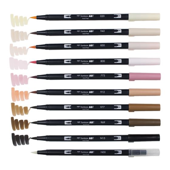 Caneta Pincel Dual Brush Tombow 10 Cores Retrato