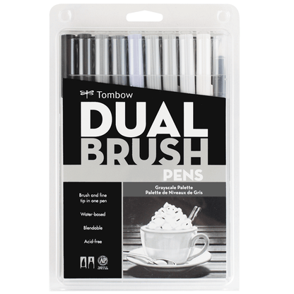 Caneta Pincel Dual Brush Tombow 10 Cores Cinzas