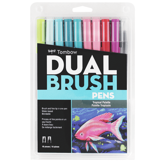  Caneta Pincel Dual Brush Tombow 10 Cores Tropicais