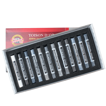 Pastel Seco Koh-I-Noor 12 Cores Tons de Cinza