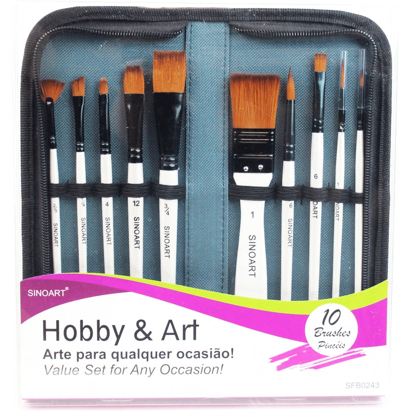 Kit de Pincéis Hobby & Art Sinoart 10 Peças