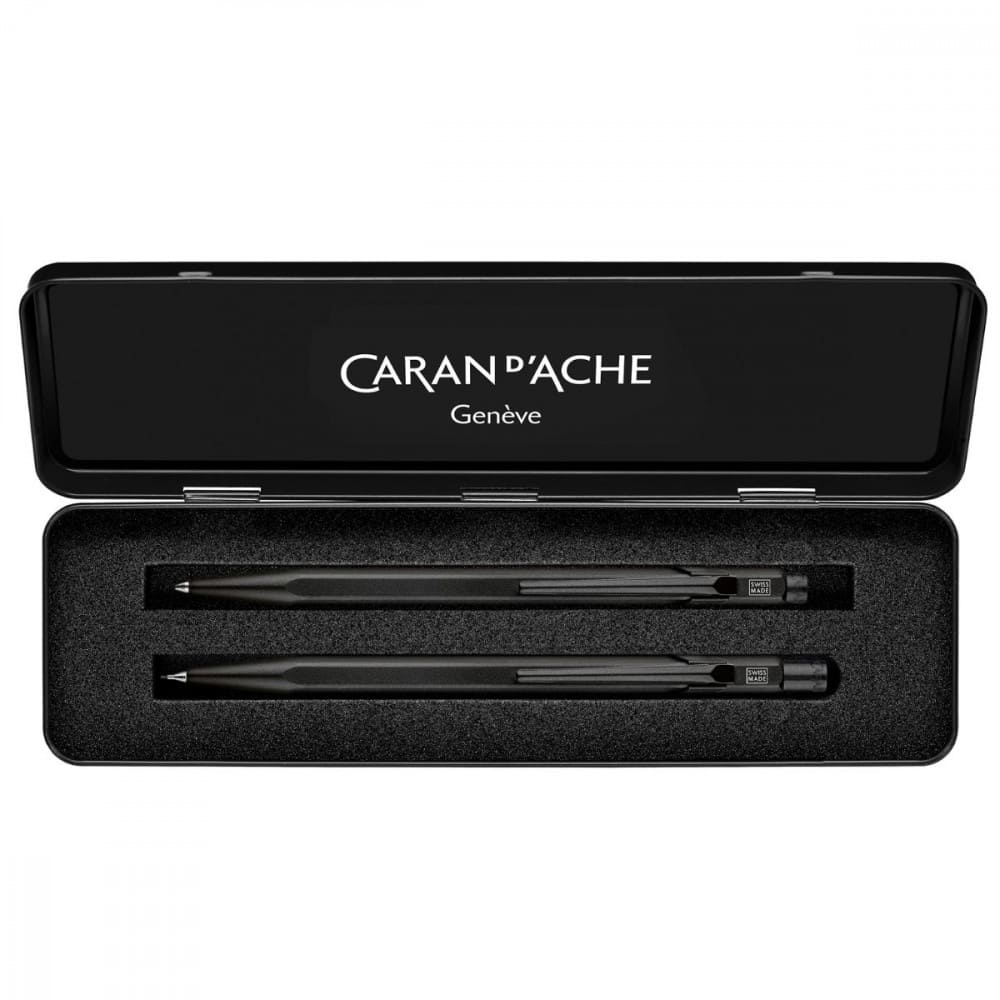 estojo presente caneta e lapiseira caran d’ache black code