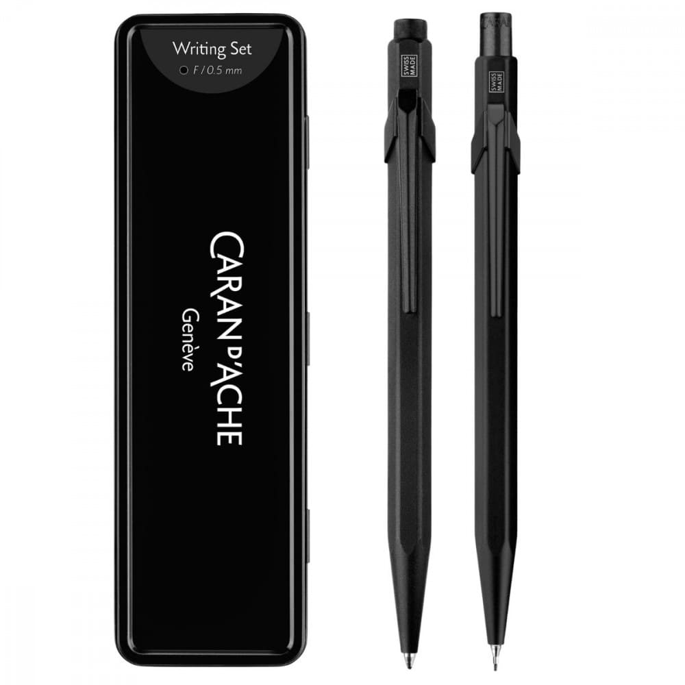 estojo presente caneta e lapiseira caran d’ache black code