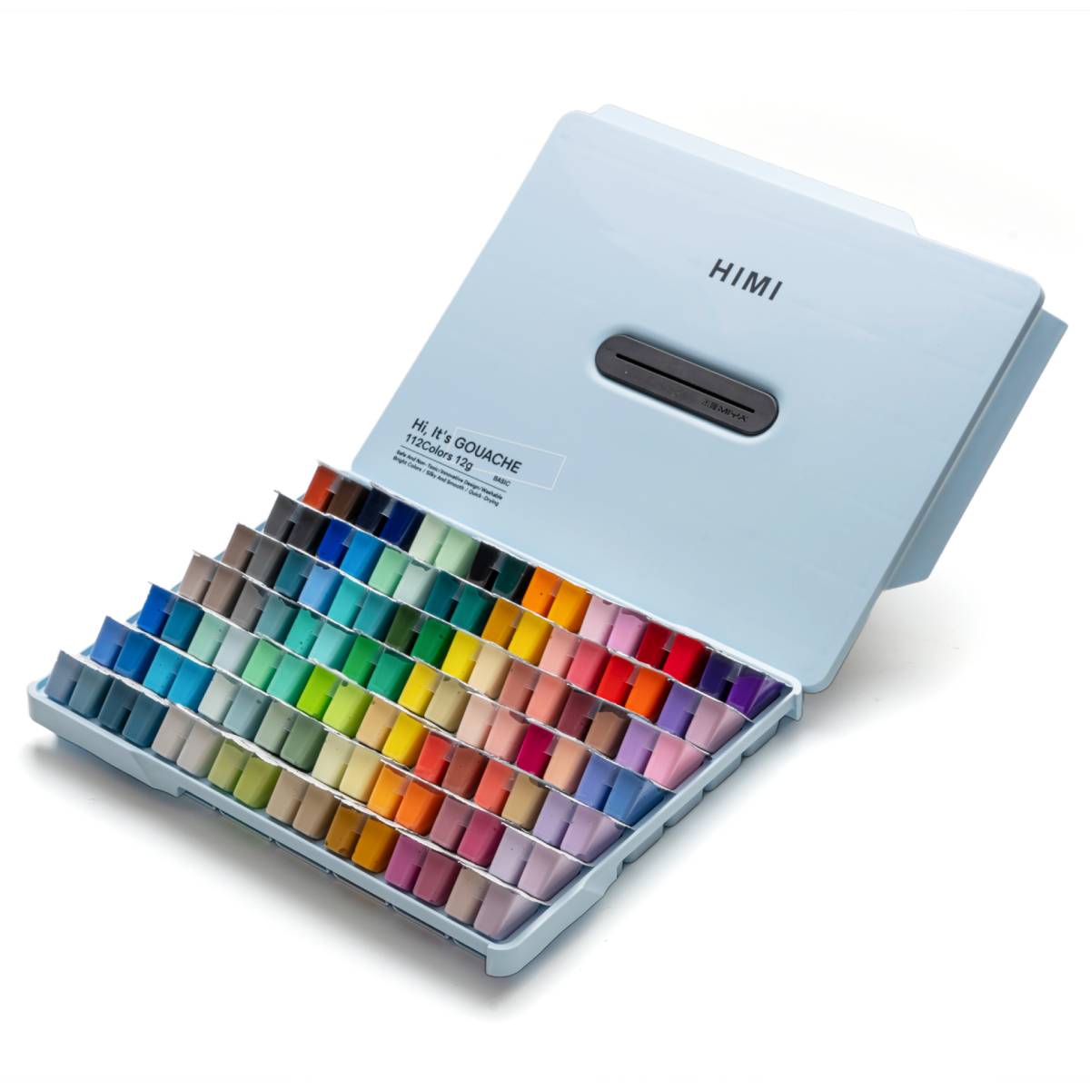 Estojo Azul C/ Tinta Guache Profissional Himi 112 Cores