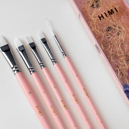 Kit De Pincéis Rosa Himi Para Guache 5 Unidades
