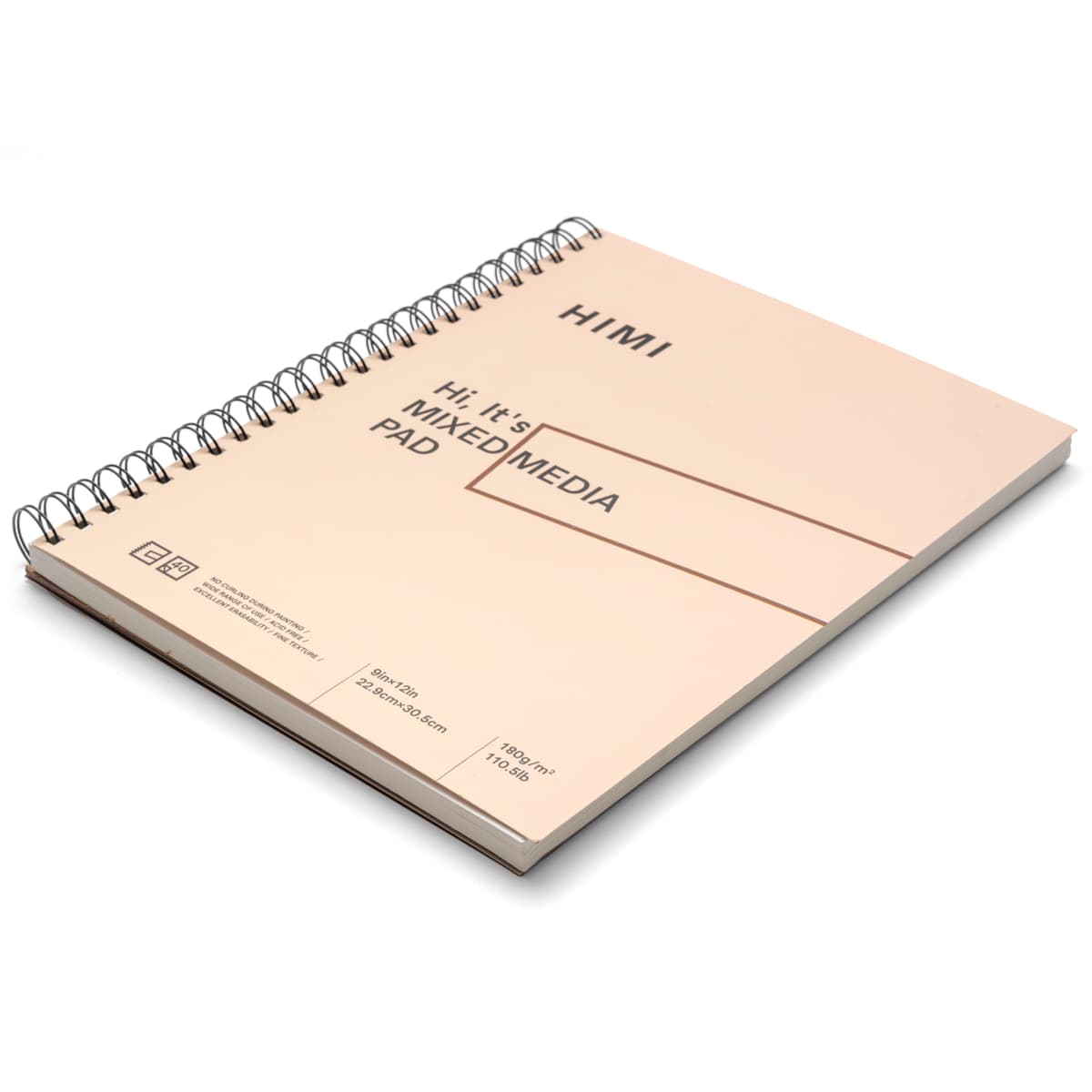 Bloco de Papel Mixed Media Himi 180g/m² 22,9x30,5cm 40 Folhas