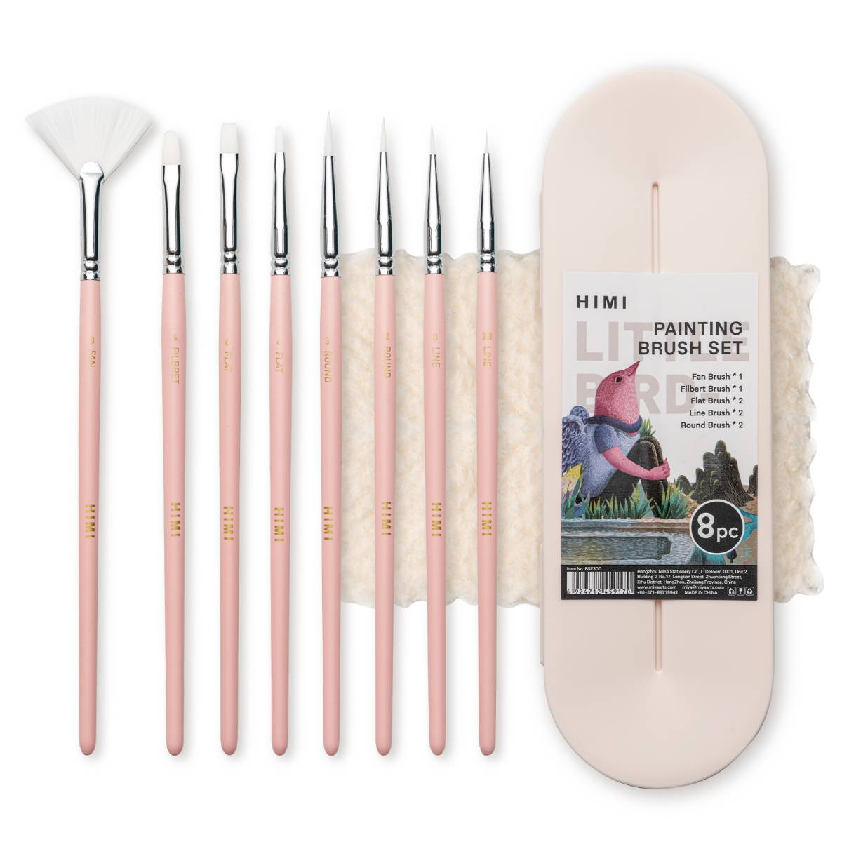 Kit De Pincéis Rosa Himi Para Guache 8 Unidades