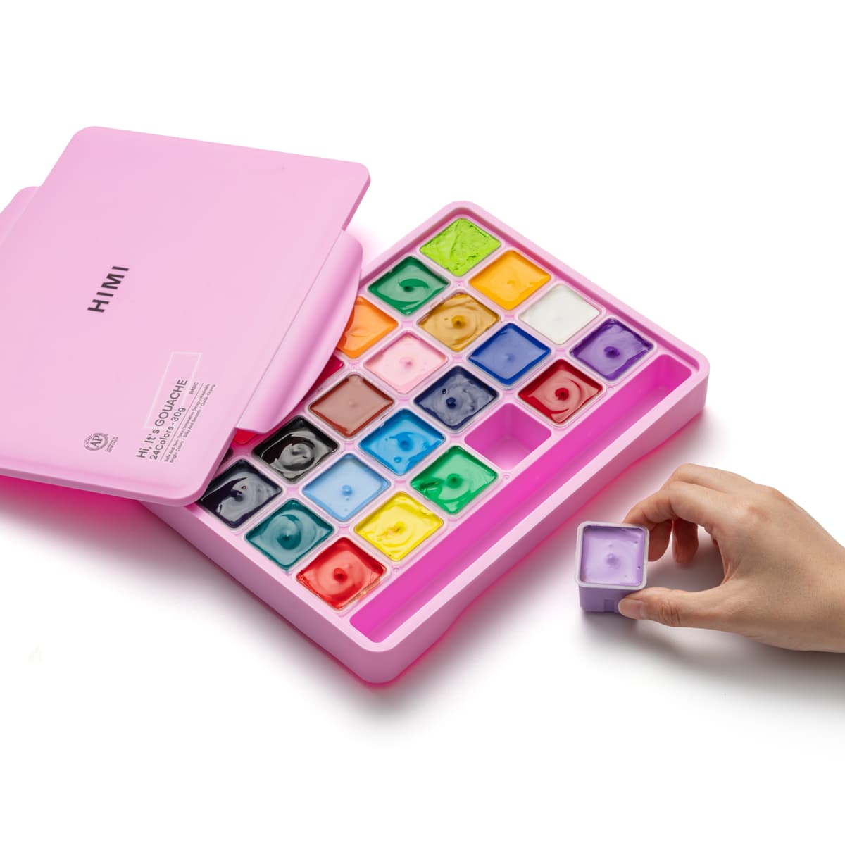 Tinta Guache Profissional Himi 24 Cores Estojo Rosa