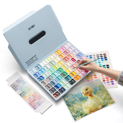 Estojo Azul C/ Tinta Guache Profissional Himi 112 Cores