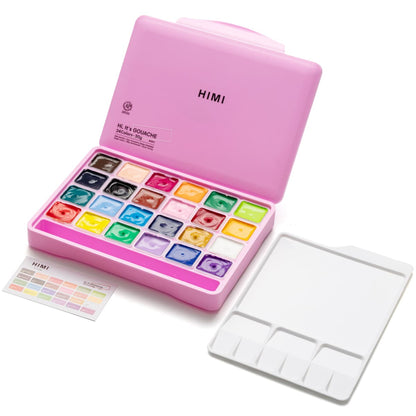 Tinta Guache Profissional Himi 24 Cores Estojo Rosa