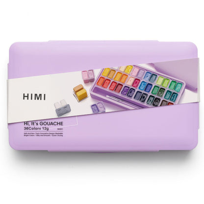 Estojo Tinta Guache Profissional Himi 36 Cores 30ml + 3 Pincéis