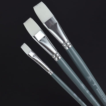 Kit Pincéis Winsor & Newton Foundation Chato Acrílico 3 Unidades