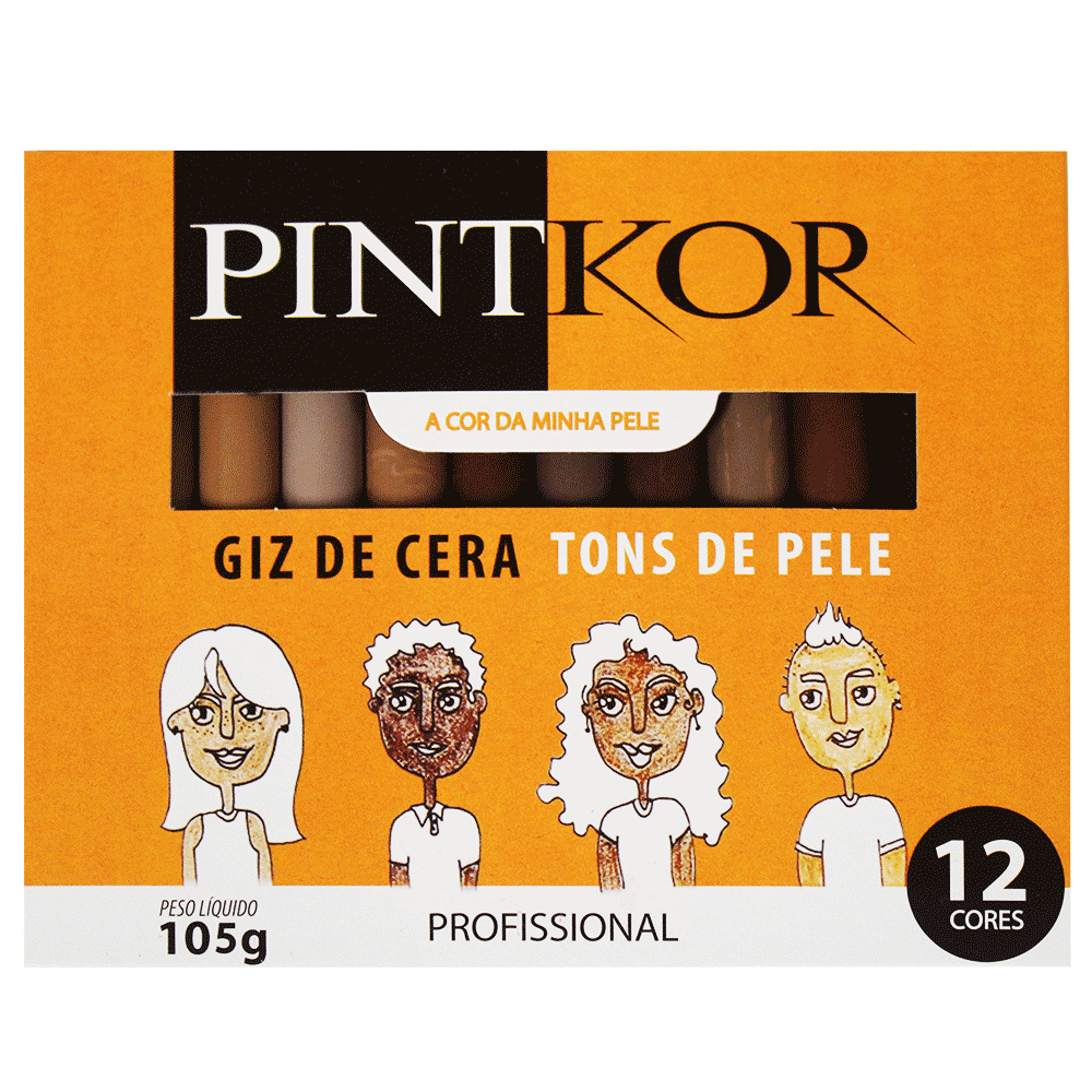 Giz de Cera Pintkor 12 Cores Tons de Pele