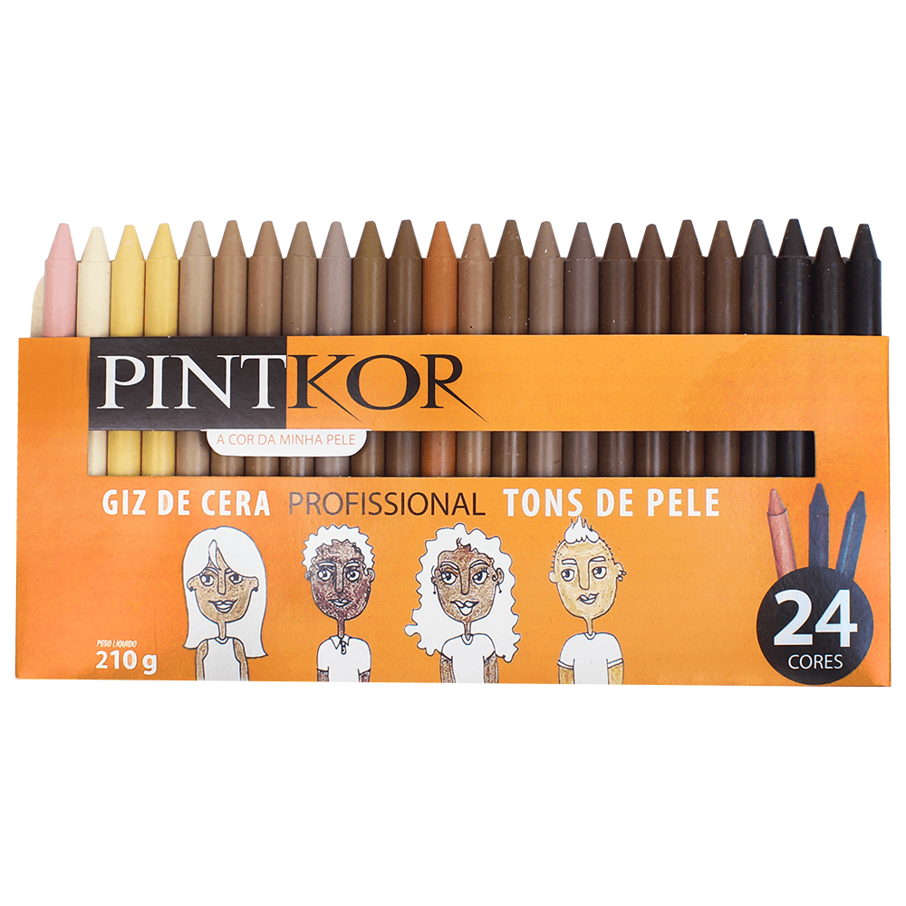 Giz de Cera Pintkor 24 Cores Tons de Pele