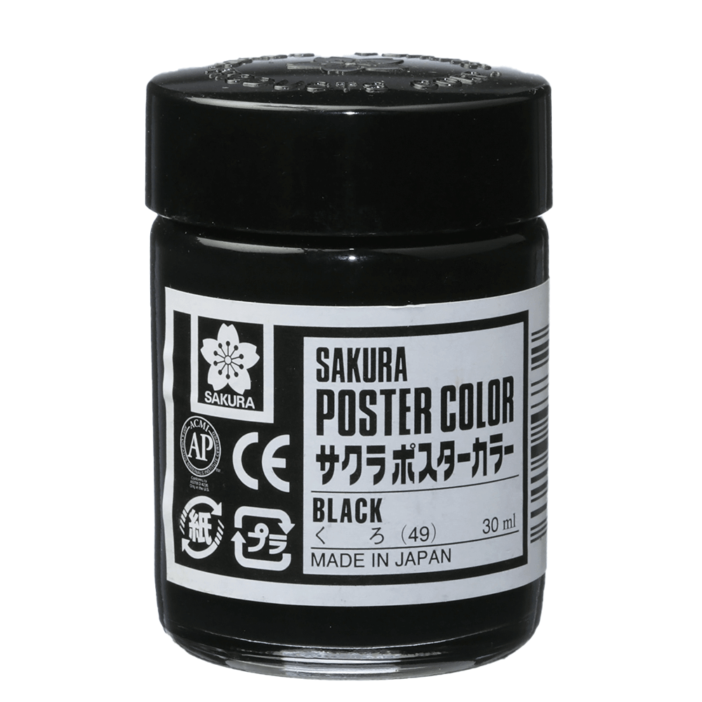 Tinta Guache Sakura Poster Color 30ml 49 Black 